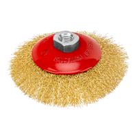 Щетка для УШМ, 125 мм, М14, "тарелка", латунированная витая проволока Matrix по ценам производителя в Москве с доставкой по всей России