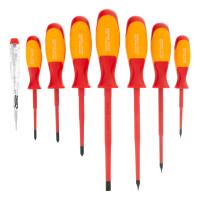 Набор отверток диэлектрических до 1000 В, 8 шт, тестер, CrMo, двухкомпонентные рукоятки Gross по ценам производителя в Москве с доставкой по всей России