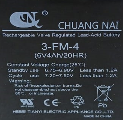 Аккумулятор свинцово-кислотный герм. (WET) 6В/4Ач 98х46х69 для тележки WH-25ES по ценам производителя в Москве с доставкой по всей России