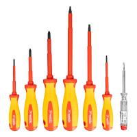 Набор диэлектрических отверток 7 шт, до 1000 В, пробник электрический до 250 В, двухкомпонентные рукоятки Matrix Professional