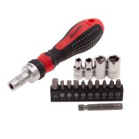 Отвертка реверсивная с набором бит и насадок торцевых, CrV, 1/4, 16 шт Matrix по ценам производителя в Москве с доставкой по всей России