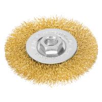 Щетка для УШМ, 100 мм, М14, плоская, латунированная витая проволока Matrix по ценам производителя в Москве с доставкой по всей России