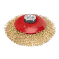 Щетка для УШМ, 115 мм, М14, "тарелка", латунированная витая проволока Matrix по ценам производителя в Москве с доставкой по всей России