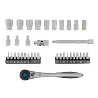 Набор торцевых головок, трещотка 120 зубьев, 1/4", CrV, 36 предметов Gross по ценам производителя в Москве с доставкой по всей России