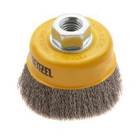 Щетка для УШМ, 75 мм, "Чашка", витая нержавеющая проволока 0.3 мм, М14 Denzel по ценам производителя в Москве с доставкой по всей России