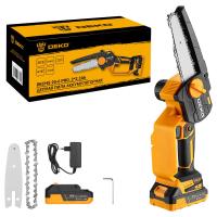 Пила цепная аккумуляторная DEKO DKCHS 20-6 PRO, 4" и 6", 20В, 2x2.2Ач, 2 шины и 2 цепи