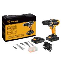 Аккумуляторная дрель-шуруповерт DEKO Banger 20V ONE + в кейсе + набор 63 инструмента для дома, 20В,