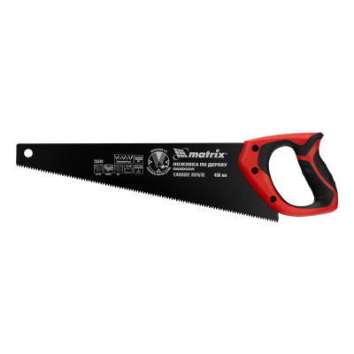 Ножовка по дереву, 400 мм, 7-8 TPI, зуб-3D, каленый зуб, тефлоновое покрытие полотна, двухкомпонентная рукоятка Matrix по ценам производителя в Москве с доставкой по всей России