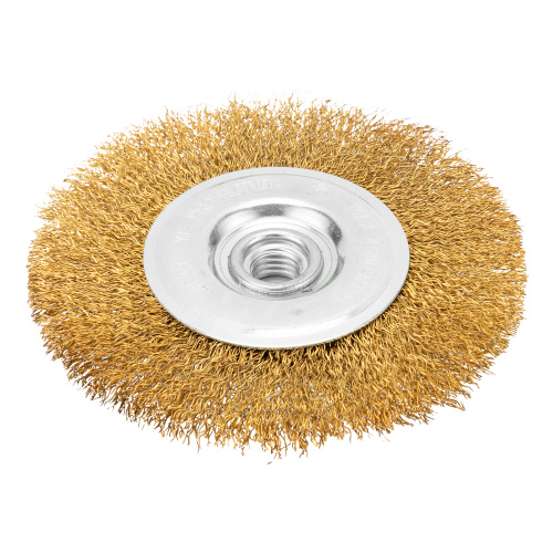 Щетка для УШМ, 125 мм, М14, плоская, латунированная витая проволока Matrix по ценам производителя в Москве с доставкой по всей России