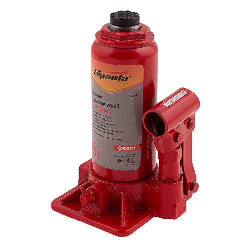 Домкрат гидравлический бутылочный, 6 т, h подъема 180–340 мм Sparta Compact по ценам производителя в Москве с доставкой по всей России