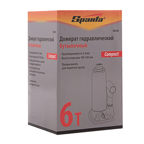 Домкрат гидравлический бутылочный, 6 т, h подъема 180–340 мм Sparta Compact по ценам производителя в Москве с доставкой по всей России