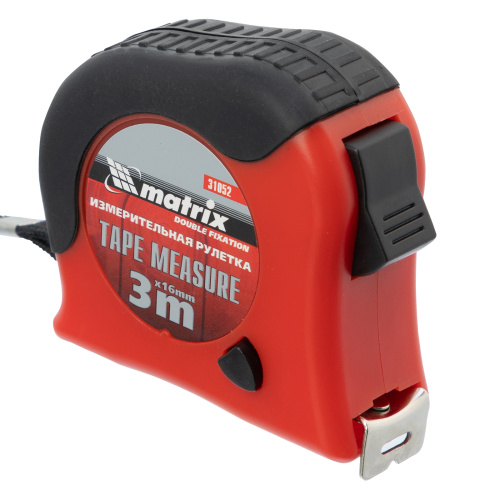 Рулетка Double fixation,3 м х 16 мм,обрезиненный корпус,двойная плавная фиксация Matrix по ценам производителя в Москве с доставкой по всей России