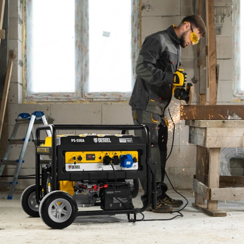 Генератор бензиновый PS 55 EA, 5.5 кВт, 230 В, 25 л, коннектор автоматики, электростартер Denzel по ценам производителя в Москве с доставкой по всей России