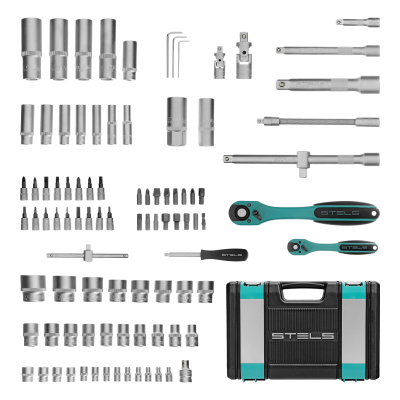 Набор инструментов 1/2", 1/4", CrV, 12 гранные головки, пластиковый кейс, 94 предмета Stels по ценам производителя в Москве с доставкой по всей России
