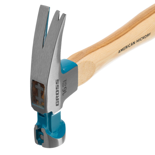 Молоток-гвоздодер, 450 г, угол 75, магнит, обрезиненная рукоятка American hickory GROSS по ценам производителя в Москве с доставкой по всей России
