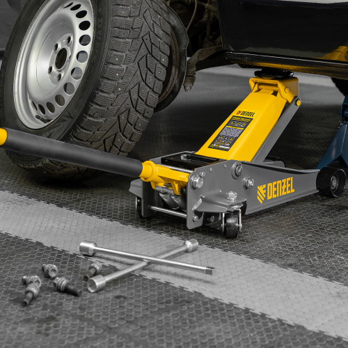 Домкрат гидравлический подкатной, 3 т, 125-470 мм, быстрый подъем, проф. Denzel по ценам производителя в Москве с доставкой по всей России