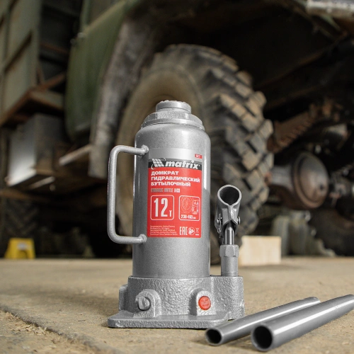 Домкрат гидравлический бутылочный, 12 т, высота подъема 230-465 мм Matrix по ценам производителя в Москве с доставкой по всей России