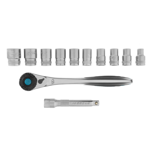 Набор торцевых головок, трещотка 120 зубьев, 1/2", CrV, 12 предметов Gross по ценам производителя в Москве с доставкой по всей России
