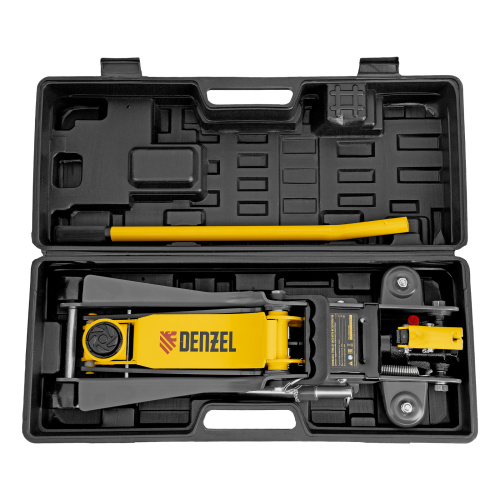 Домкрат гидравлический подкатной с фиксатором, 2,5 т,  85-385 мм, в пласт. кейсе Denzel по ценам производителя в Москве с доставкой по всей России