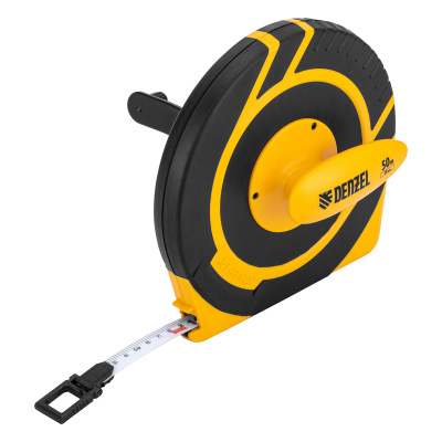 Рулетка геодезическая 50 м х 15 мм, закрытый корпус, фиберглассовая лента Denzel по ценам производителя в Москве с доставкой по всей России