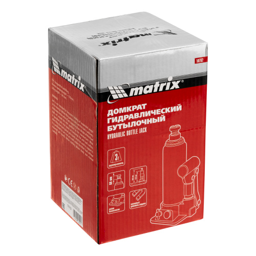 Домкрат гидравлический бутылочный, 3 т, h подъема 178-343 мм Matrix по ценам производителя в Москве с доставкой по всей России