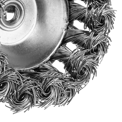 Щетка для дрели, 65 мм, Чашка, со шпилькой, нержавеющая крученая проволока Denzel по ценам производителя в Москве с доставкой по всей России