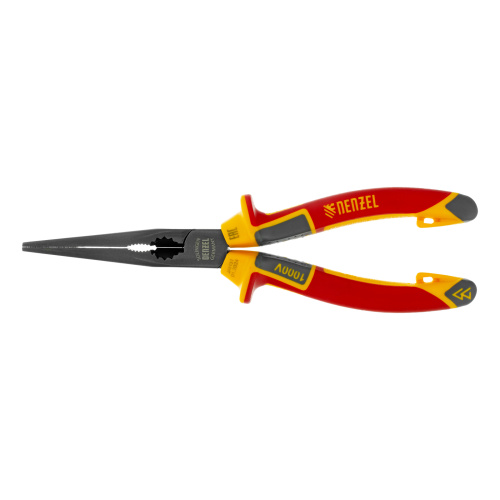 Длинногубцы прямые, диэлектрические рукоятки до 1000 В, трехкомпонентные рукоятки, 205мм Denzel по ценам производителя в Москве с доставкой по всей России