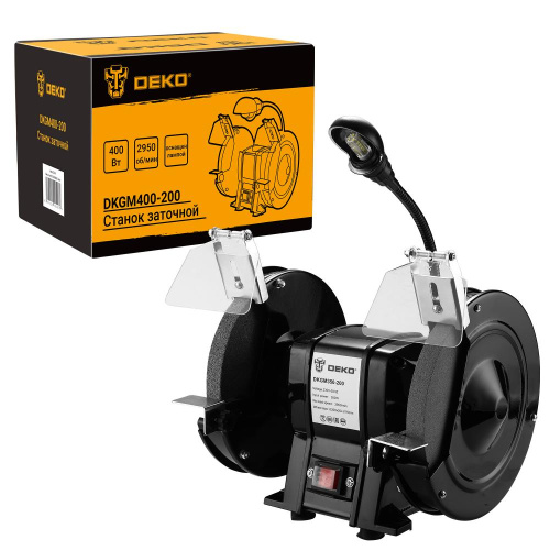 Станок заточной DEKO DKGM400-200, с лампой по ценам производителя в Москве с доставкой по всей России