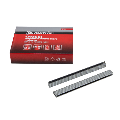 Скобы для пневматического степлера 18GA, 1.25 х 1 мм, длина 13 мм, ширина 5,7 мм, 5000 шт Matrix по ценам производителя в Москве с доставкой по всей России