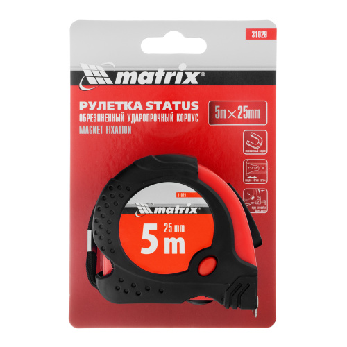 Рулетка Status Magnet fixation,5 м х 25 мм,обрезиненный корпус,зацеп с магнитом Matrix по ценам производителя в Москве с доставкой по всей России