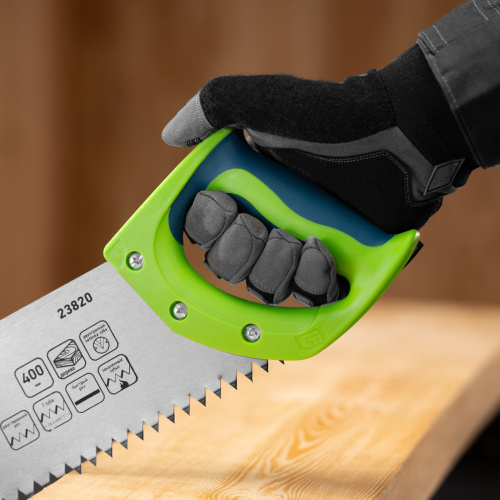 Ножовка по дереву "Зубец", 400 мм, шаг зуба 10 мм, каленый зуб 2D, двухкомпонентная рукоятка Сибртех по ценам производителя в Москве с доставкой по всей России