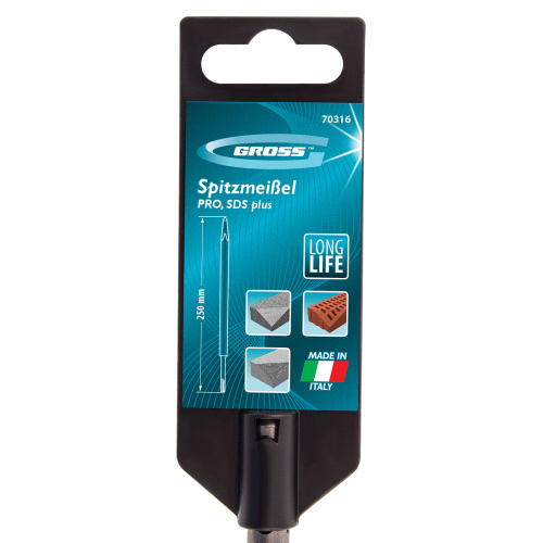 Зубило пикообразное 250 мм, Pro, SDS Plus Gross по ценам производителя в Москве с доставкой по всей России