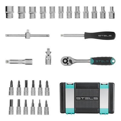 Набор инструментов, 1/4", CrV, пластиковый кейс 29 предметов Stels по ценам производителя в Москве с доставкой по всей России
