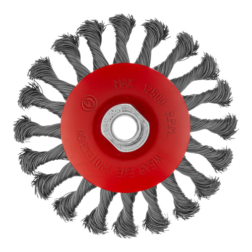 Щетка для УШМ, 125 мм, М14, "тарелка", крученая проволока 0.5 мм Matrix по ценам производителя в Москве с доставкой по всей России