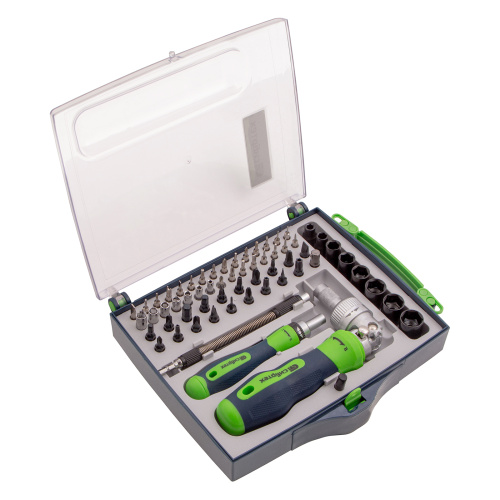 Отвертки реверсивные с набором бит, торцевых головок, 61 предмет, CrV Сибртех по ценам производителя в Москве с доставкой по всей России