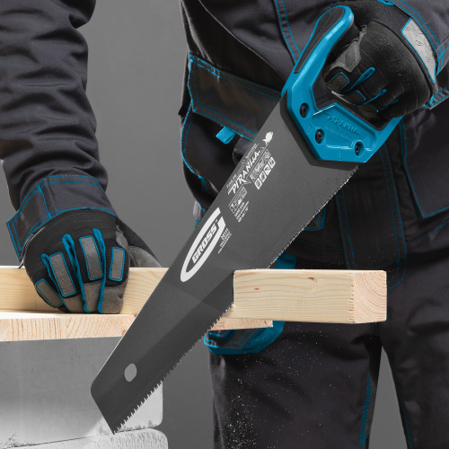 Ножовка по дереву "Piranha", 400 мм, 11-12 TPI, зуб-3D, каленый зуб, тефлоновое покрытие полотна, двухкомпонентная рукоятка Gross по ценам производителя в Москве с доставкой по всей России