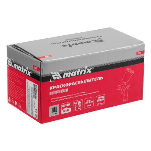 Краскораспылитель HVLP пневмат. с верхним бачком V= 0,1 л, сопло диаметром 0.8 мм Matrix по ценам производителя в Москве с доставкой по всей России