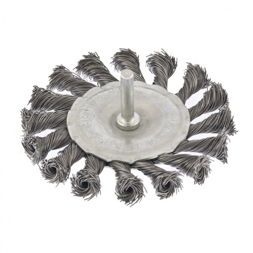 Щетка для дрели, 100 мм, плоская со шпилькой, крученая металлическая проволока Сибртех по ценам производителя в Москве с доставкой по всей России