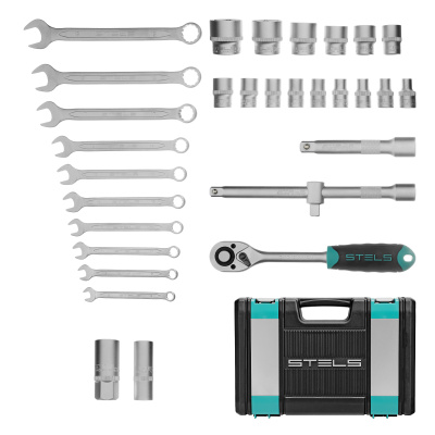 Набор инструментов, 1/2", CrV, пластиковый кейс 31 предмет Stels по ценам производителя в Москве с доставкой по всей России