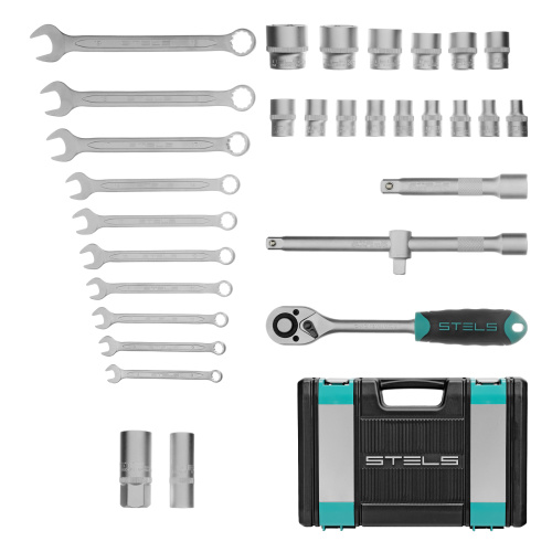 Набор инструментов, 1/2", CrV, пластиковый кейс 31 предмет Stels по ценам производителя в Москве с доставкой по всей России