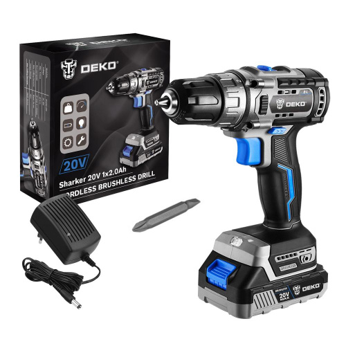 Дрель-шуруповерт аккумуляторная бесщеточная DEKO Sharker 20V, 20В, 1*3.0Ач по ценам производителя в Москве с доставкой по всей России