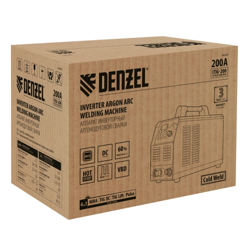 Аппарат инвертор. аргонодуговой сварки ITIG-200 DС Pulse Cold Weld, 200 А, ПВ 60% Denzel по ценам производителя в Москве с доставкой по всей России