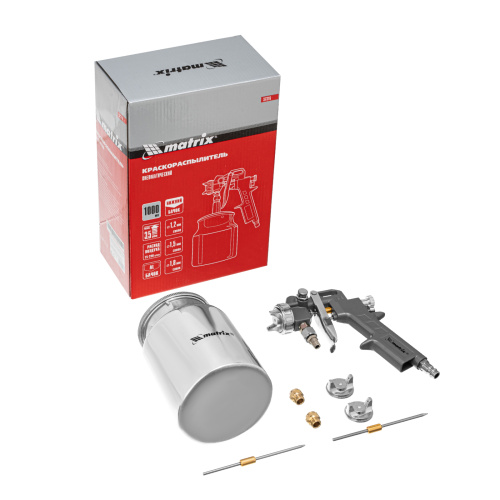 Краскораспылитель пневматический с нижним бачком V 1, 0 л, сопло D 1.2, 1.5 и 1.8 мм Matrix по ценам производителя в Москве с доставкой по всей России