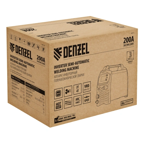 Аппарат инвертор. полуавтомат. сварки MultiMIG-200DP Synergy Double Pulse, 200 А, ПВ 80% Denzel по ценам производителя в Москве с доставкой по всей России