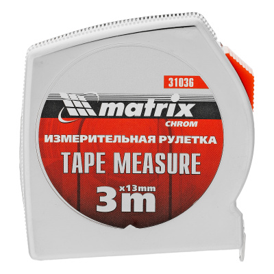 Рулетка Chrom,3 м x 13 мм,хромированный корпус Matrix по ценам производителя в Москве с доставкой по всей России
