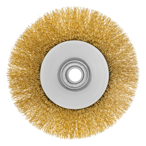 Щетка для УШМ, 125 мм, М14, "тарелка", латунированная витая проволока Matrix по ценам производителя в Москве с доставкой по всей России