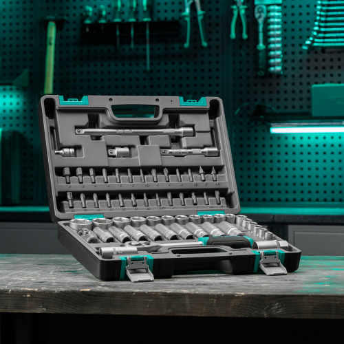 Набор инструментов, 1/2", CrV, пластиковый кейс 60 предметов Stels по ценам производителя в Москве с доставкой по всей России