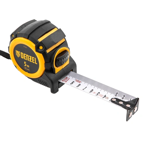 Рулетка 5м х 32мм, автоматич. фиксац., нейлон. покрытие, магнит. зацеп, двухстор. разметка Denzel по ценам производителя в Москве с доставкой по всей России