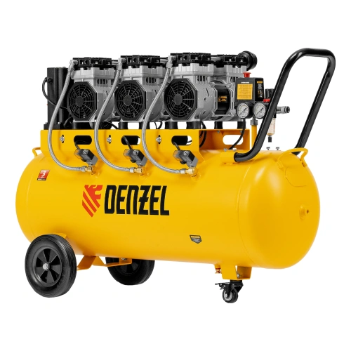 Компрессор безмасляный, малошумный  DLS 2250/100, 2250 Вт, 3x750, 100 л, 410 л/мин блок управления/ Denzel по ценам производителя в Москве с доставкой по всей России