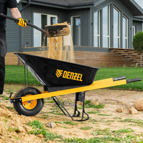 Тачка строительная, усиленная, объем 140 л, 230 кг, колесо 15х6.00-6 Denzel по ценам производителя в Москве с доставкой по всей России